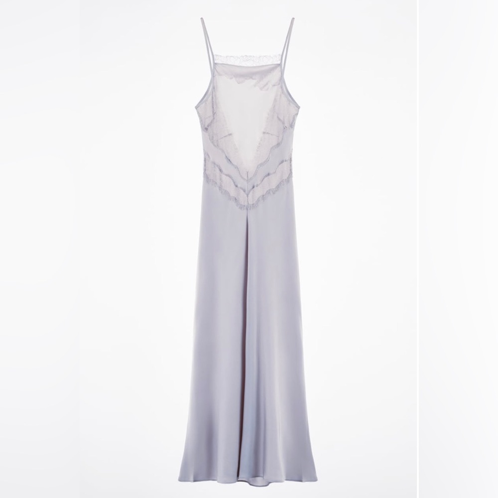 Lace silk long open back dress